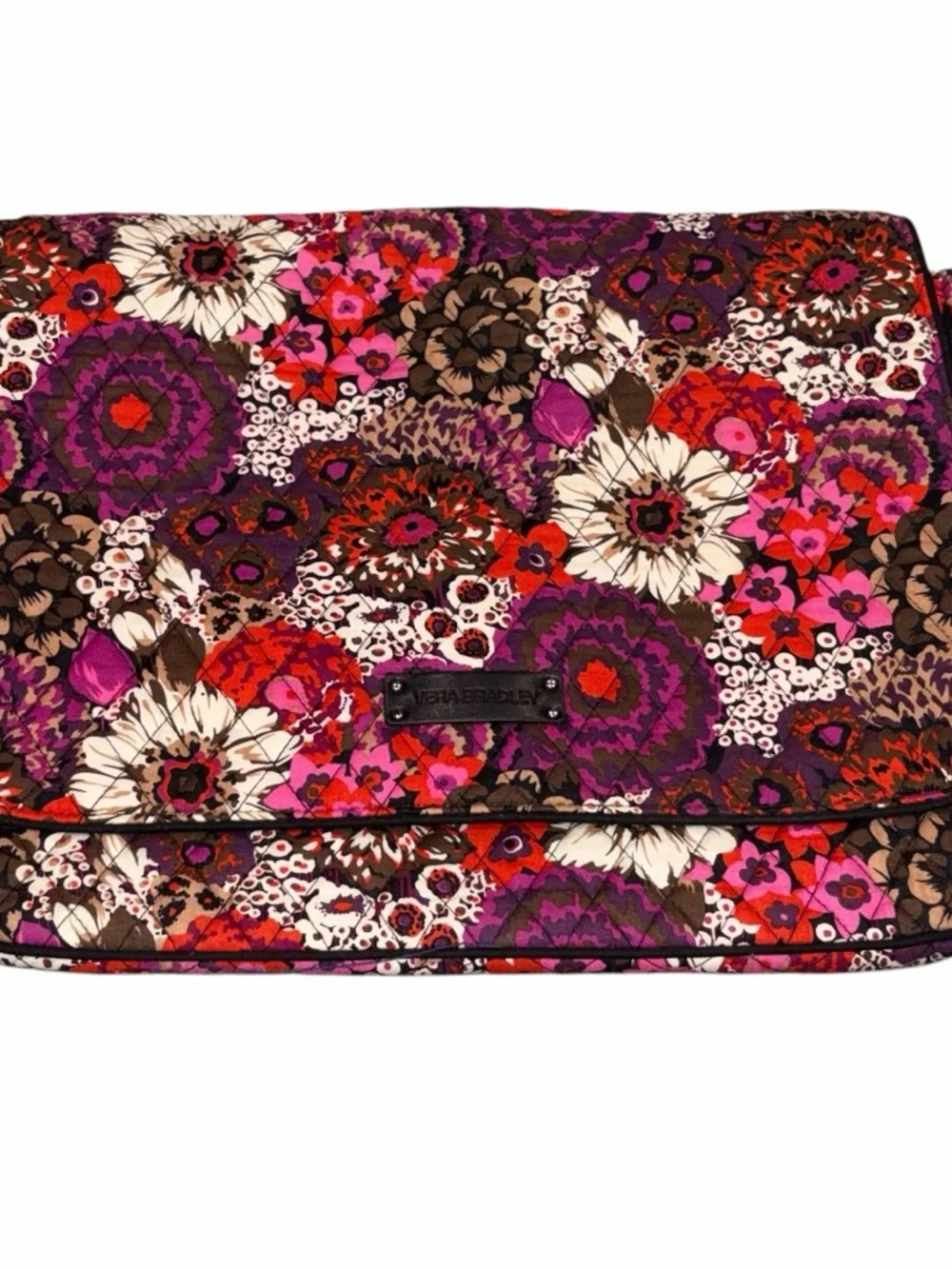 Vera Bradley Rosewood Floral Canvas Laptop Messenger Bag Briefcase Bag
